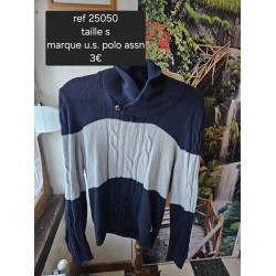 vintec pull homme bleu & gris polo asn taille s 