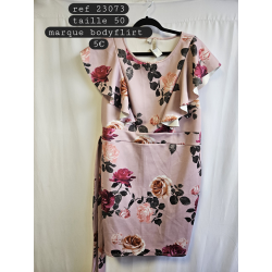 robe rose a fleur taille 50/52 body flirt 